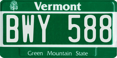 VT license plate BWY588