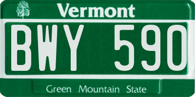 VT license plate BWY590