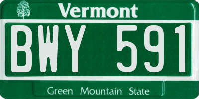 VT license plate BWY591