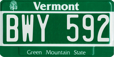 VT license plate BWY592