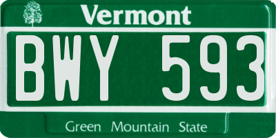 VT license plate BWY593