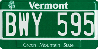 VT license plate BWY595