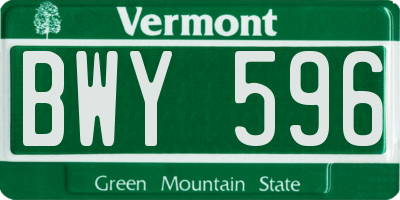 VT license plate BWY596