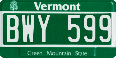 VT license plate BWY599
