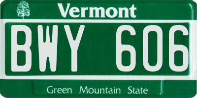 VT license plate BWY606