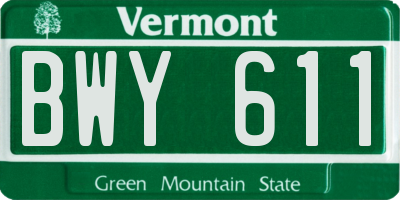 VT license plate BWY611