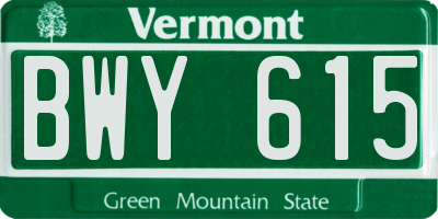 VT license plate BWY615
