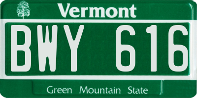VT license plate BWY616