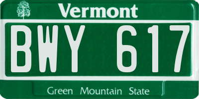 VT license plate BWY617