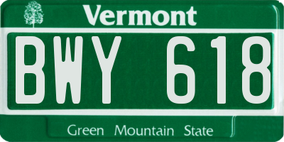 VT license plate BWY618