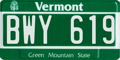 VT license plate BWY619
