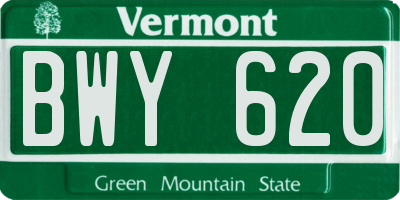 VT license plate BWY620