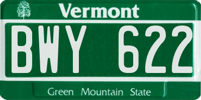 VT license plate BWY622
