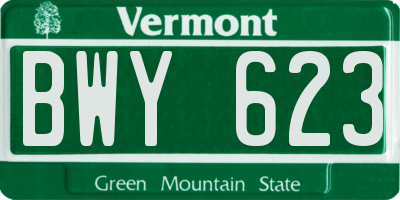 VT license plate BWY623