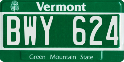 VT license plate BWY624