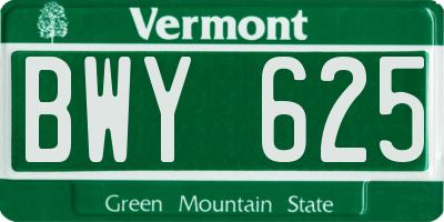 VT license plate BWY625