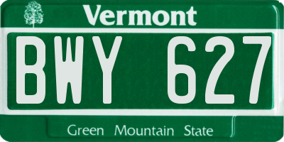 VT license plate BWY627