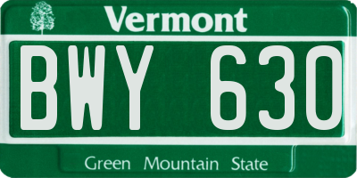 VT license plate BWY630