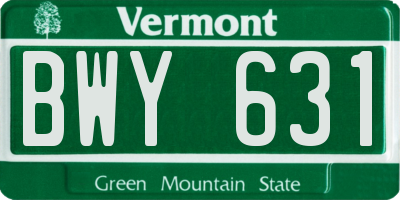 VT license plate BWY631