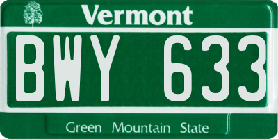 VT license plate BWY633