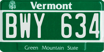 VT license plate BWY634