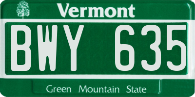 VT license plate BWY635