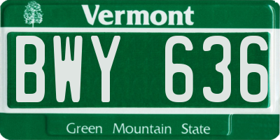 VT license plate BWY636