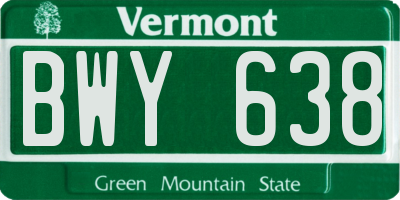 VT license plate BWY638