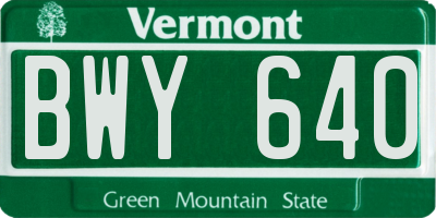 VT license plate BWY640