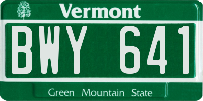 VT license plate BWY641