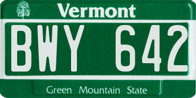 VT license plate BWY642