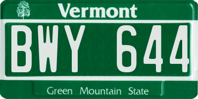 VT license plate BWY644