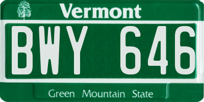 VT license plate BWY646