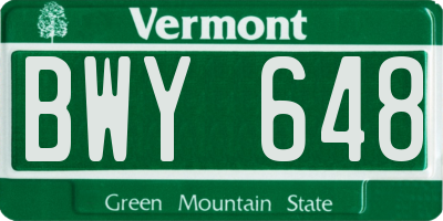 VT license plate BWY648