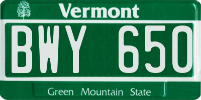 VT license plate BWY650