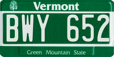 VT license plate BWY652