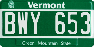 VT license plate BWY653