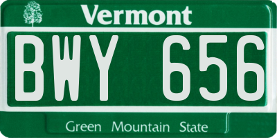 VT license plate BWY656