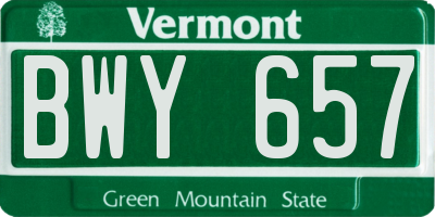 VT license plate BWY657