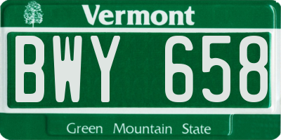 VT license plate BWY658