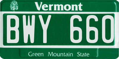 VT license plate BWY660