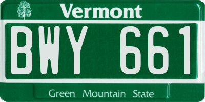 VT license plate BWY661