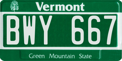 VT license plate BWY667