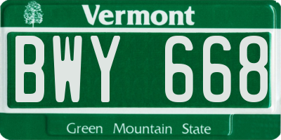 VT license plate BWY668
