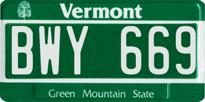 VT license plate BWY669