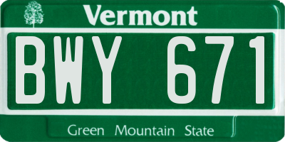 VT license plate BWY671
