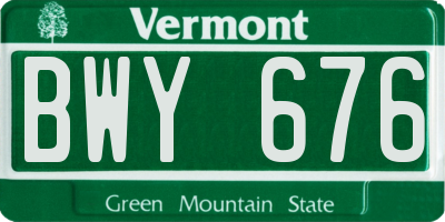 VT license plate BWY676