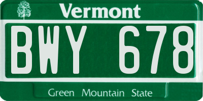 VT license plate BWY678