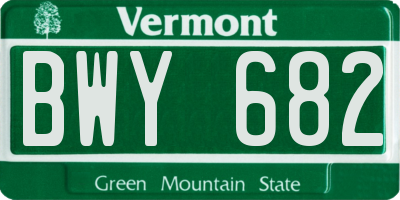 VT license plate BWY682