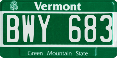 VT license plate BWY683